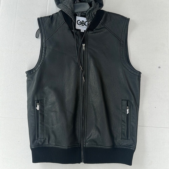 Other - NEW G by GUESS Quicksand Faux-Leather Hooded Vest SZ M